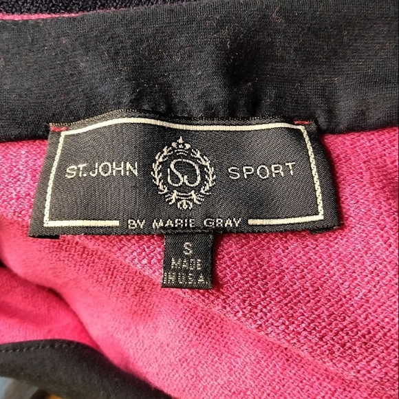 St. John Pink Yellow Color Block 1/4 Zip Knit Sweater Size Small - Picture 7 of 7